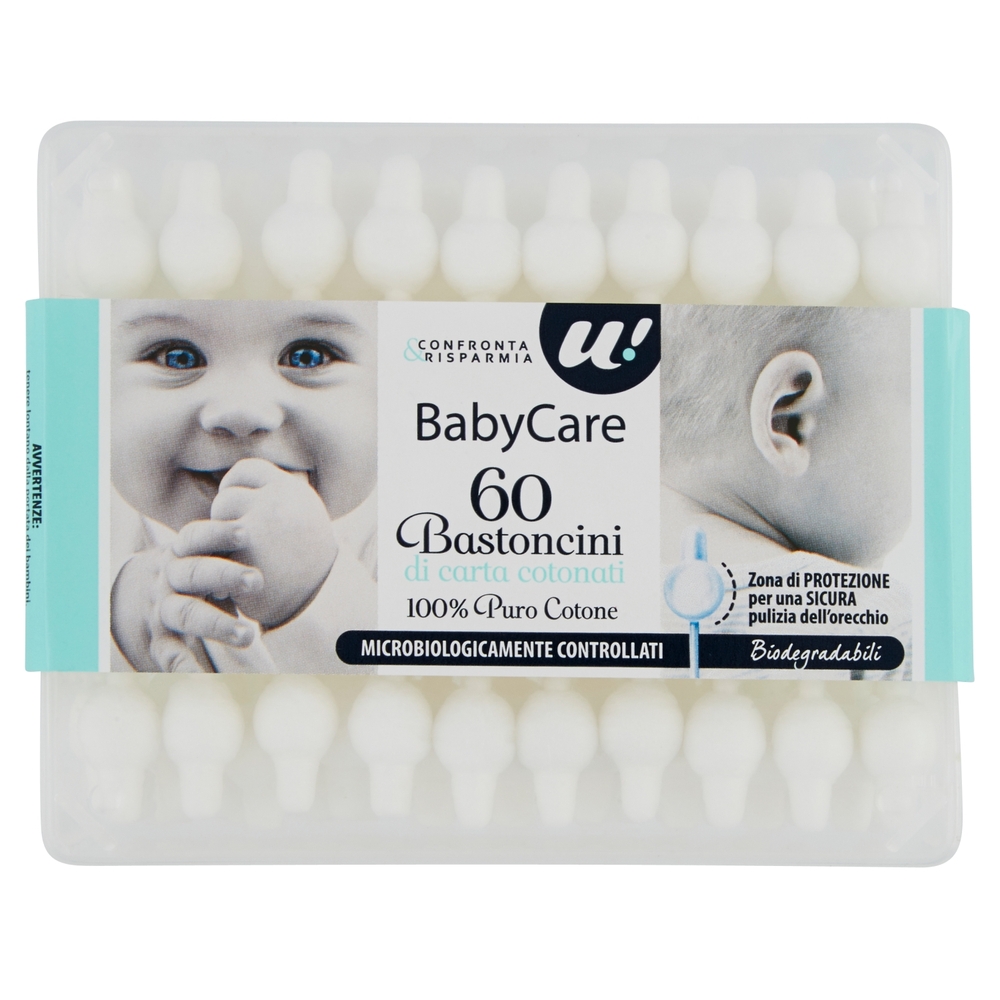 60 BASTONCINI DI CARTA COTONATI BABY CARE 100% PURO COTONE U! Confronta & Risparmia